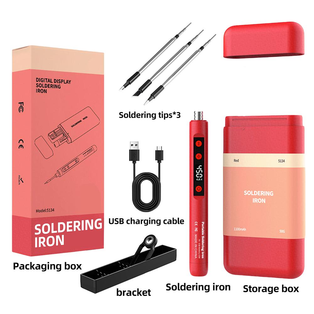 USB Smart Soldering Iron Temperature Adjustable Type-C Wireless Mini Welding Pen 181-111℃ Fast Heating Soldering Tip DIY Welding