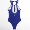 Spring and Summer European and American Fashion Sexy Striped Printed Mesh One-piece Swimsuit Women's Bikini Swimsuit