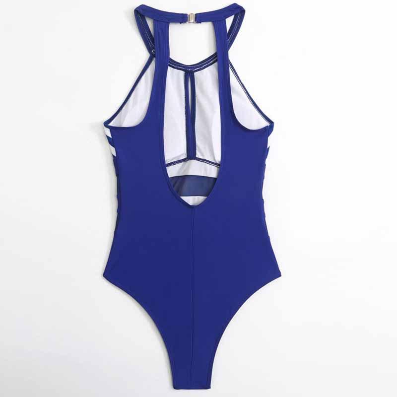 Spring and Summer European and American Fashion Sexy Striped Printed Mesh One-piece Swimsuit Women's Bikini Swimsuit
