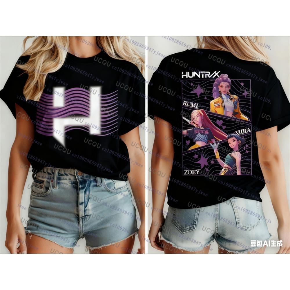 Autumn short sleeved T-shirt Harajuku Kpop Devil Hunter Y2k casual fashion cotton role-playing T-shirt for men and women
