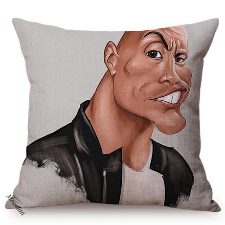The Rock Face Dwayne Portrait Sofa Cushion Cover American Actor Johnson Pattern Decorative Cotton Linen Throw Pillow Case