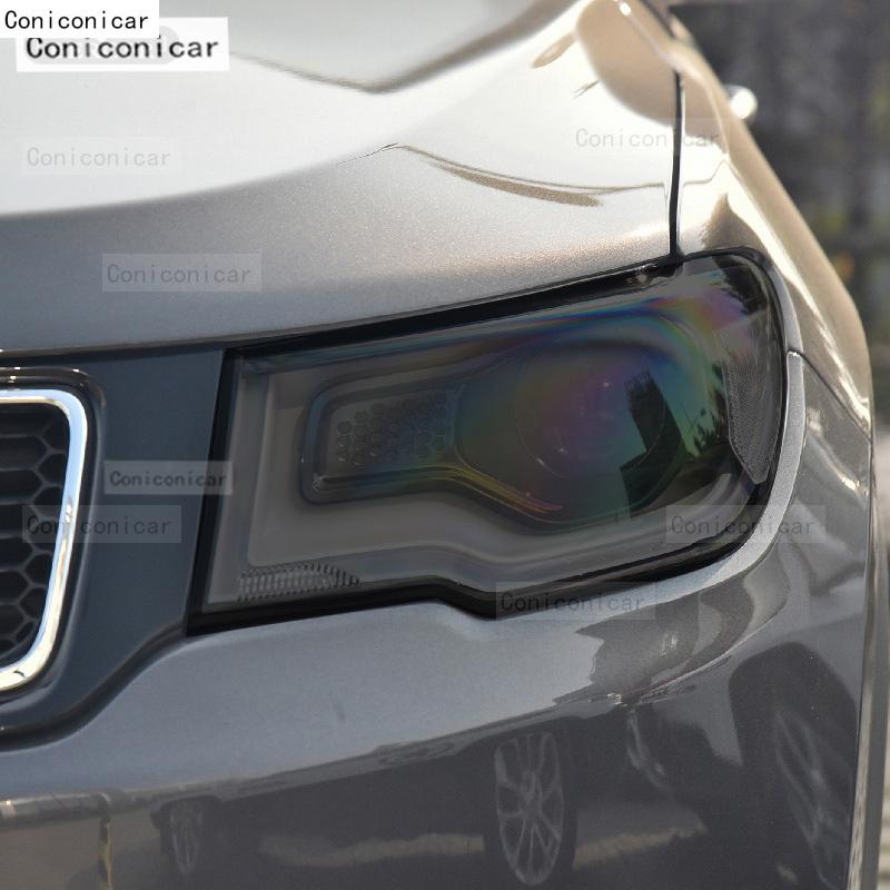 Für JEEP Compass 2017-2020 Auto-Scheinwerfer Schwarz TPU Schutzabdeckungsfolie Frontlicht Farbwechsel-Aufkleber Zubehör