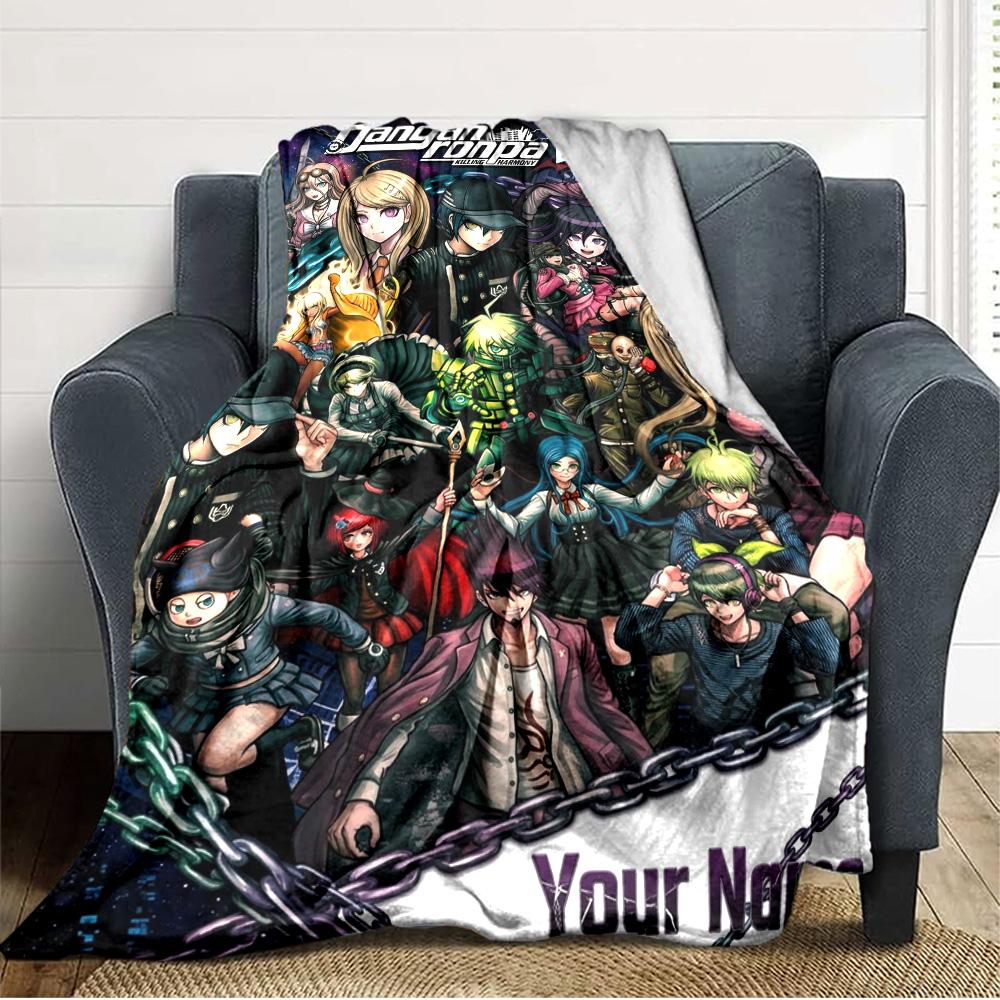 Name Custom Dangan Ronpa Anime Print Flannel Blanket High Quality Warm Comfortable Cover for All Seasons Perfect for Gifts Home Decor