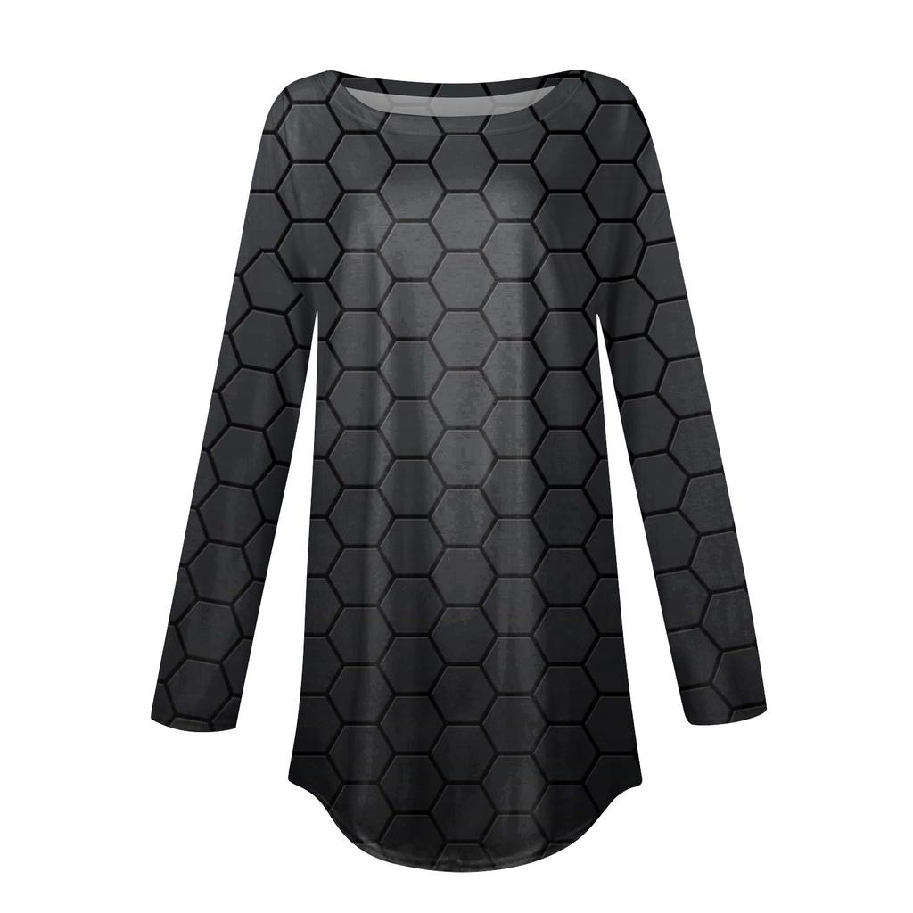 Modisches, lässiges, langärmliges Oberteil mit Rundhalsausschnitt und Aufdruck für Damen