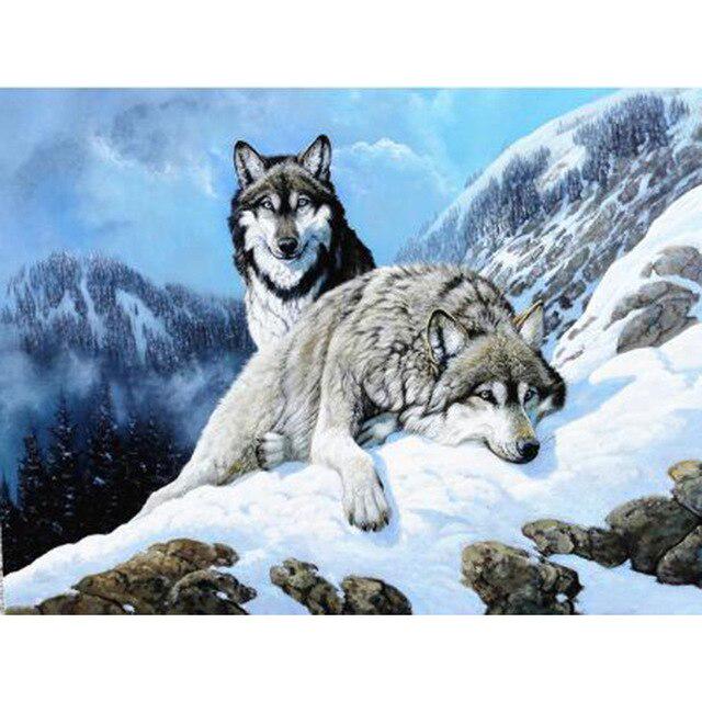 DIY 5D Diamond Painting Wolf Animal Mosaic Kit Cross Stitch Diamond Embroidery Full Drill Round