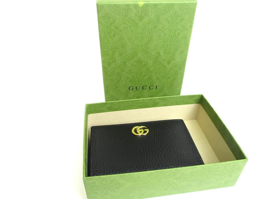 Authentic GUCCI Double G Black Red Leather Bifold Wallet Compact Wallet #b089  Open box