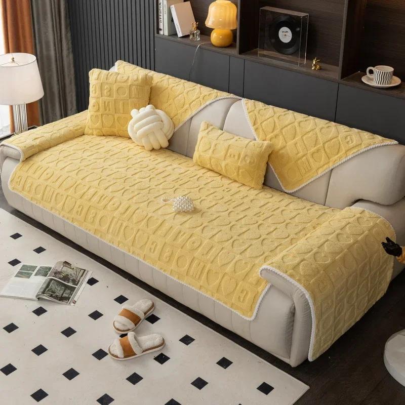 New Comfortable Cotton Plush Sofa Cushion Winter Anti-skid Thickened Seat Cushion  Selling Plush Leather Sofa Covers Mat
