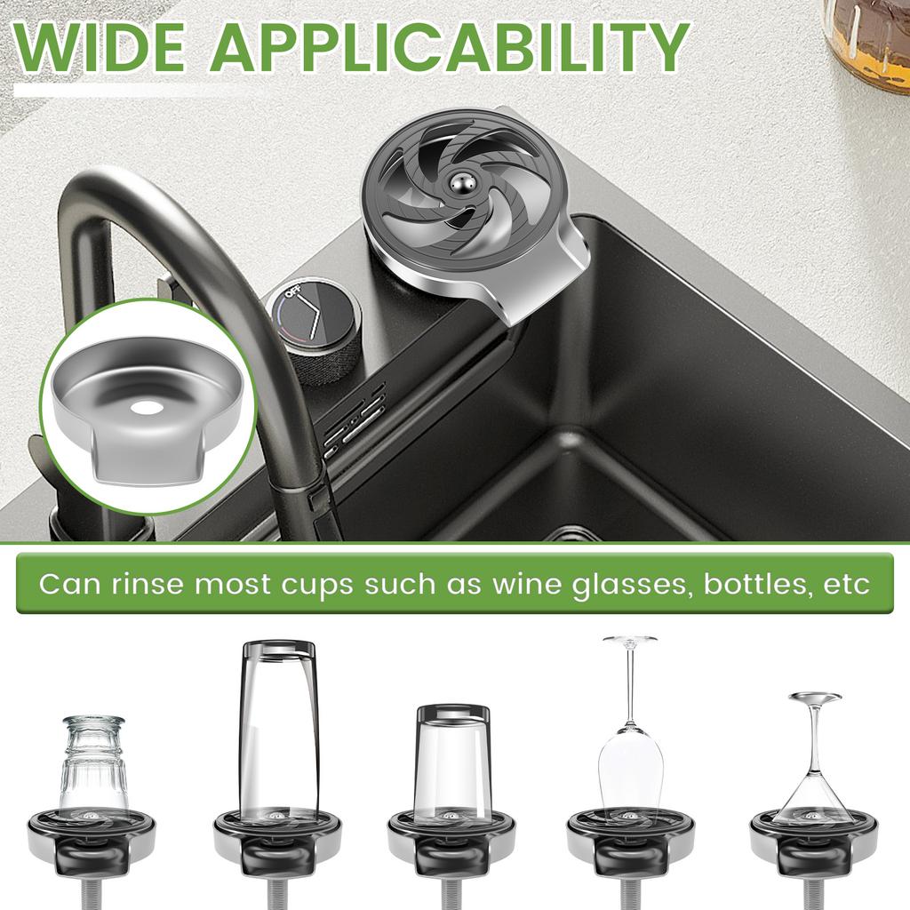 Cup Rinser Sink Attachment High Pressure Jet Glass Rinser Cleaner Universal Sink Glass Washer Stainless Steel Bottle Rinser
