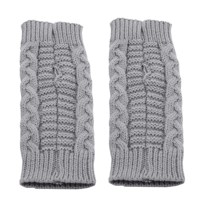 Women Winter Warm Fashion Knitted Arm Fingerless Gloves Outdoor Soft Touchscreen Mittens