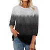 Women's Fashion Casual Round Neck 3/4 Sleeve Loose  Printed T-Shirt Ladies Top