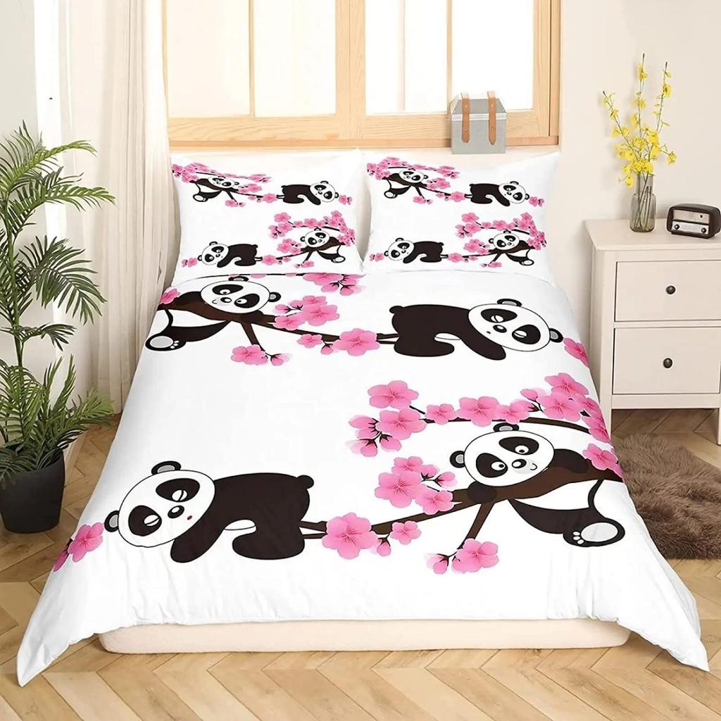 Panda Polar Bear Duvet Cover 3D Printed Animal Bedding Set, Single and Double Beds, Full Size Double Bed, Large Pillowcase Gift