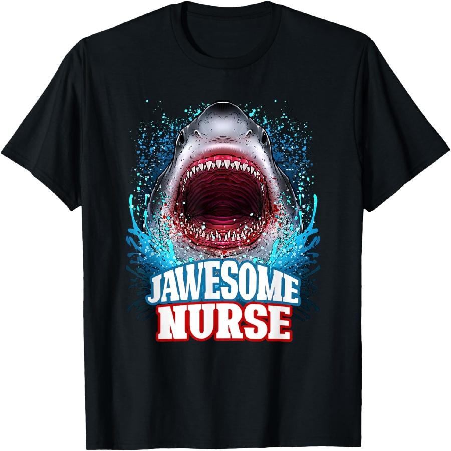 Jawesome Nurse Nursing RN Great White Shark Beach Vacation T-Shirt S