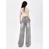 American Retro Style Smoky Gray High-end Wide-leg Jeans for Women, 2026 New Model, Drapey, Loose, Straight-leg, Floor-length Pants