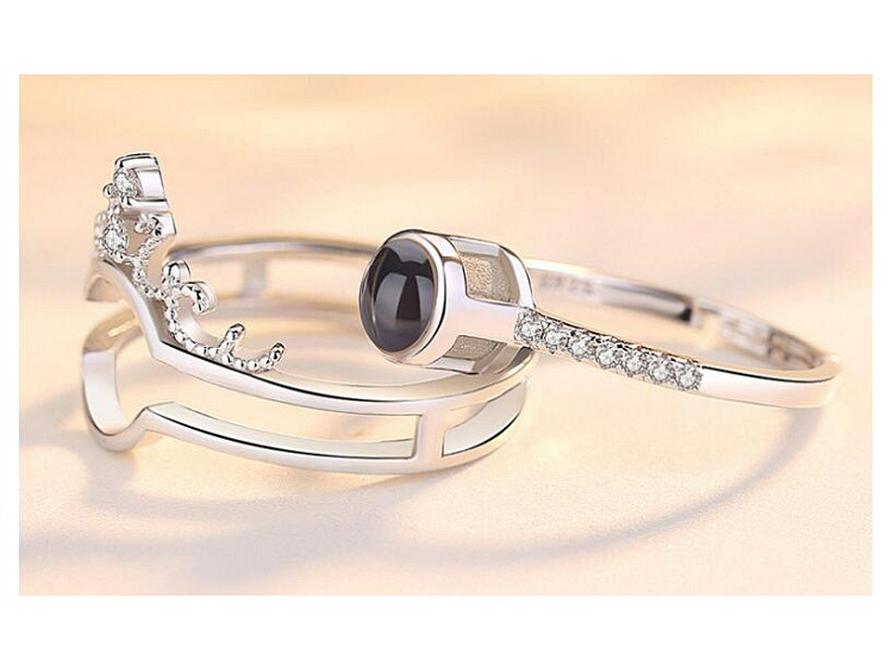 Douyin 100 Language 'I Love You' Crown Ring: Love Memory Confession, Detachable Design