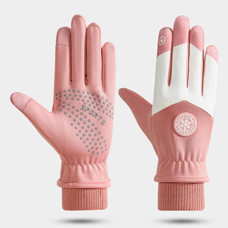 Season gloves male and female teenagers non-slip outdoor anti-splashing water velvet warm anti-cold skiing