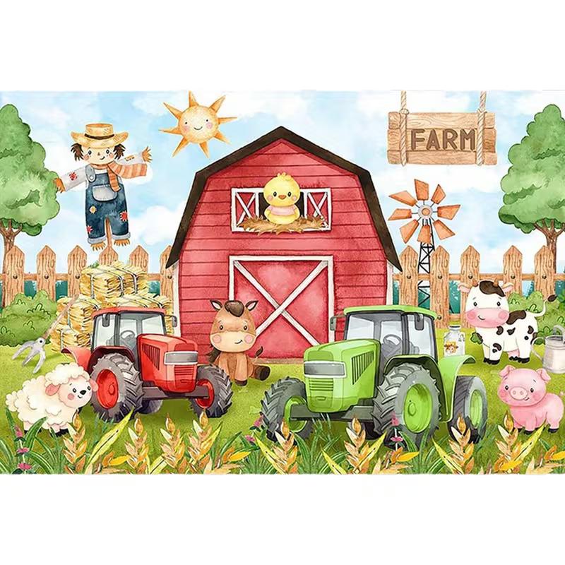 

2D Watercolor Farm Animal Backdrop Kids Photography Background 47.2x31.5inch/120*80cm