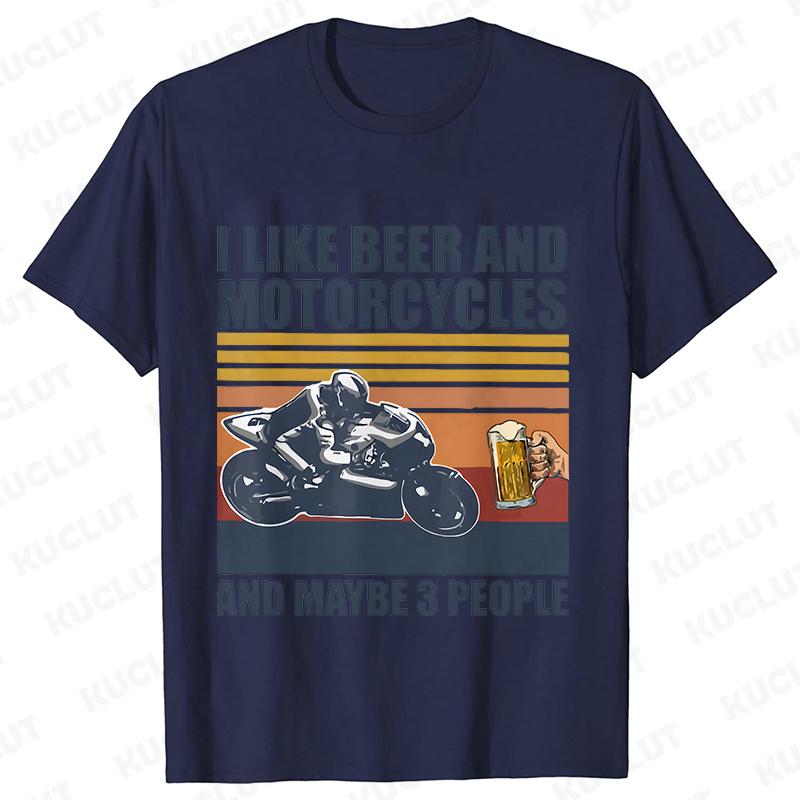 I Like My Motorcycle and Maybe 3 People T-Shirts Men Casual Loose Clothing Oversized Summer Fashion Tops Cartoon Mens Tshirts