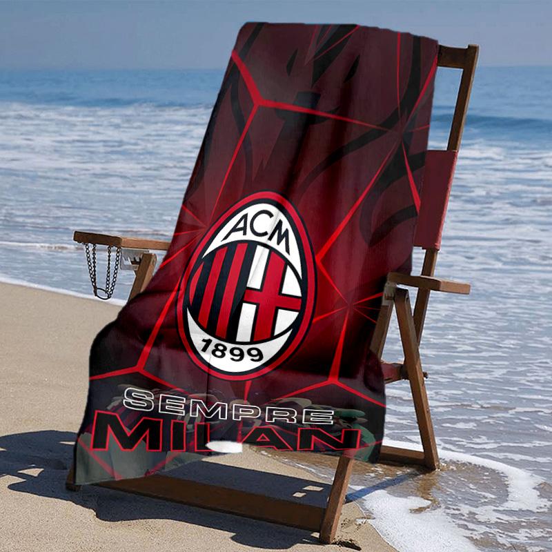 proof beach towel with Associazione Calcio Milan pattern - soft,absorbent,quick-drying,machine washable - perfect for swimming,camping,bathing