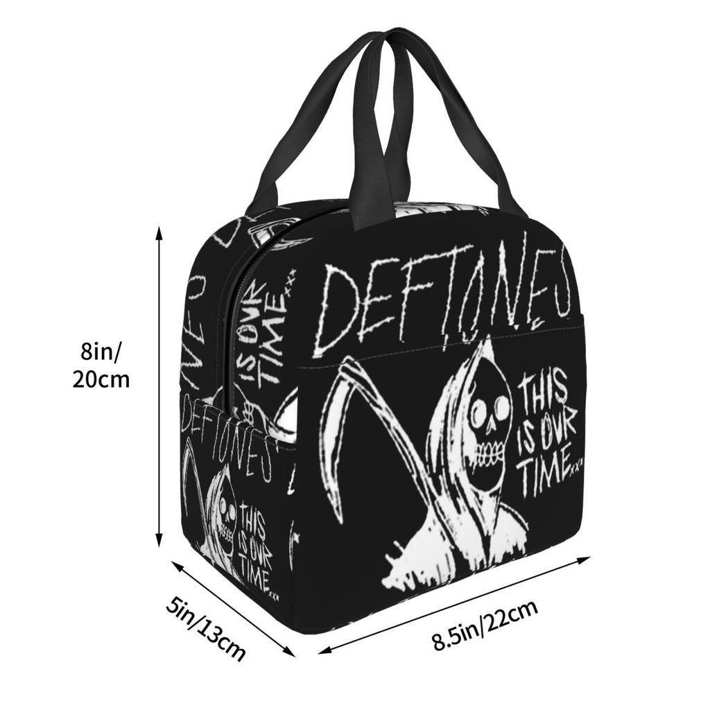 Metall Punk Rock Deftones Isolierte Lunchtasche für Damen Büro Kühlbox Thermische Lebensmittelbox Tragbare Lunchboxen Behälter