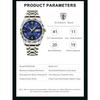 POEDAGAR Business Men's Stainless Steel Dual Calendar Quartz Watch, Casual Waterproof Luminous Men's Watch, Men's Gift