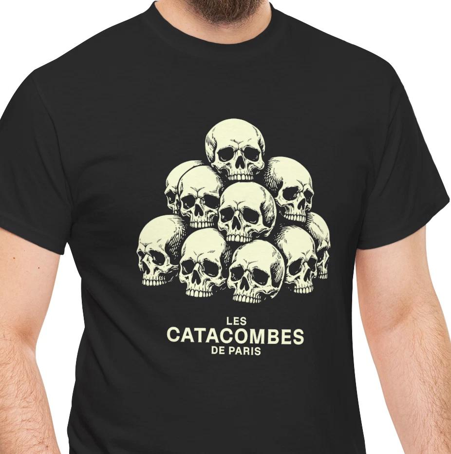 Les Catacombes skull pyramid Tee | The Catacombs of Paris skulls design 3XL
