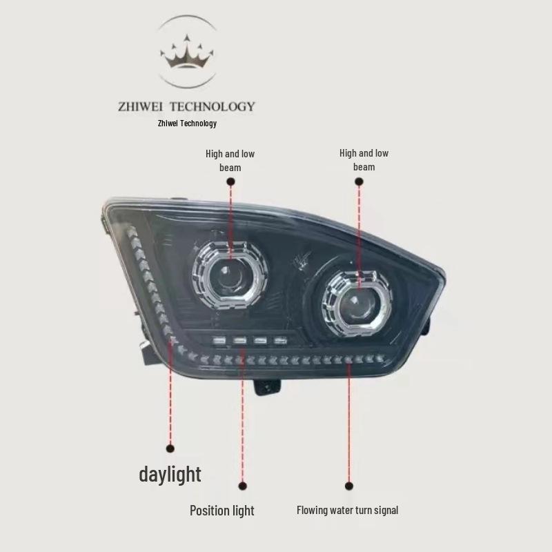 Suitable OMAN EST Dual-Lens LED Headlamp: Super Bright with Flowing Turn Signal Passenger s side headlight (right)