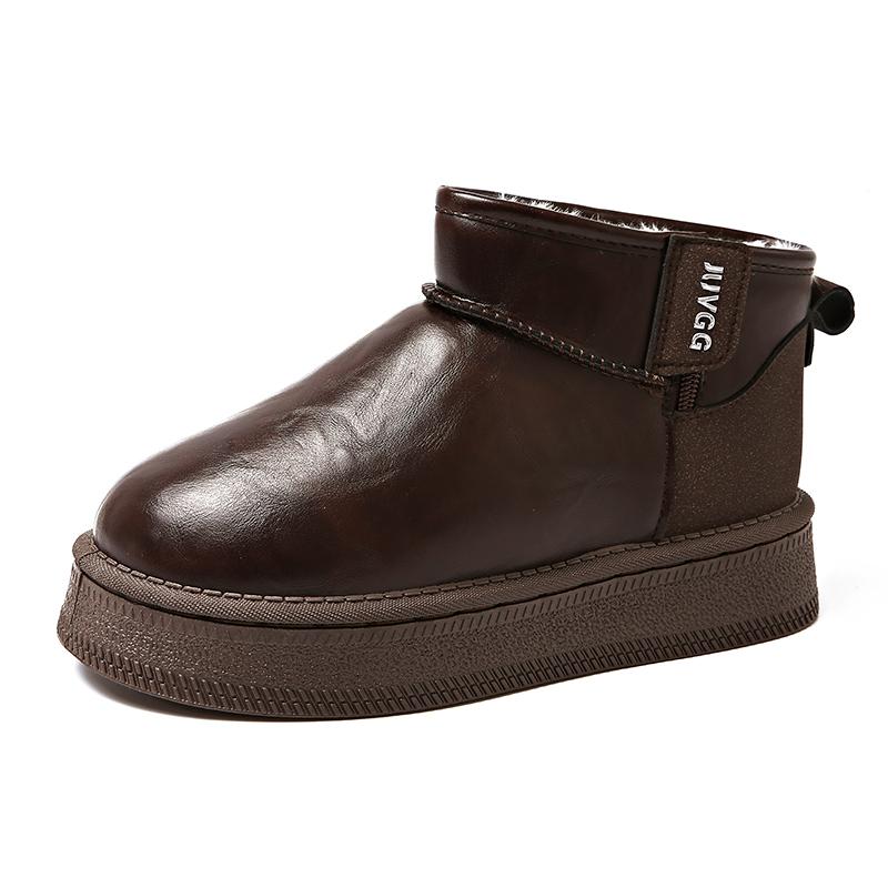 Fashion Women's Flat Snow Boots Winter New Fashion Round Head Sleeve Thick Sole Anti-slip Wear-resistant Short Boots
