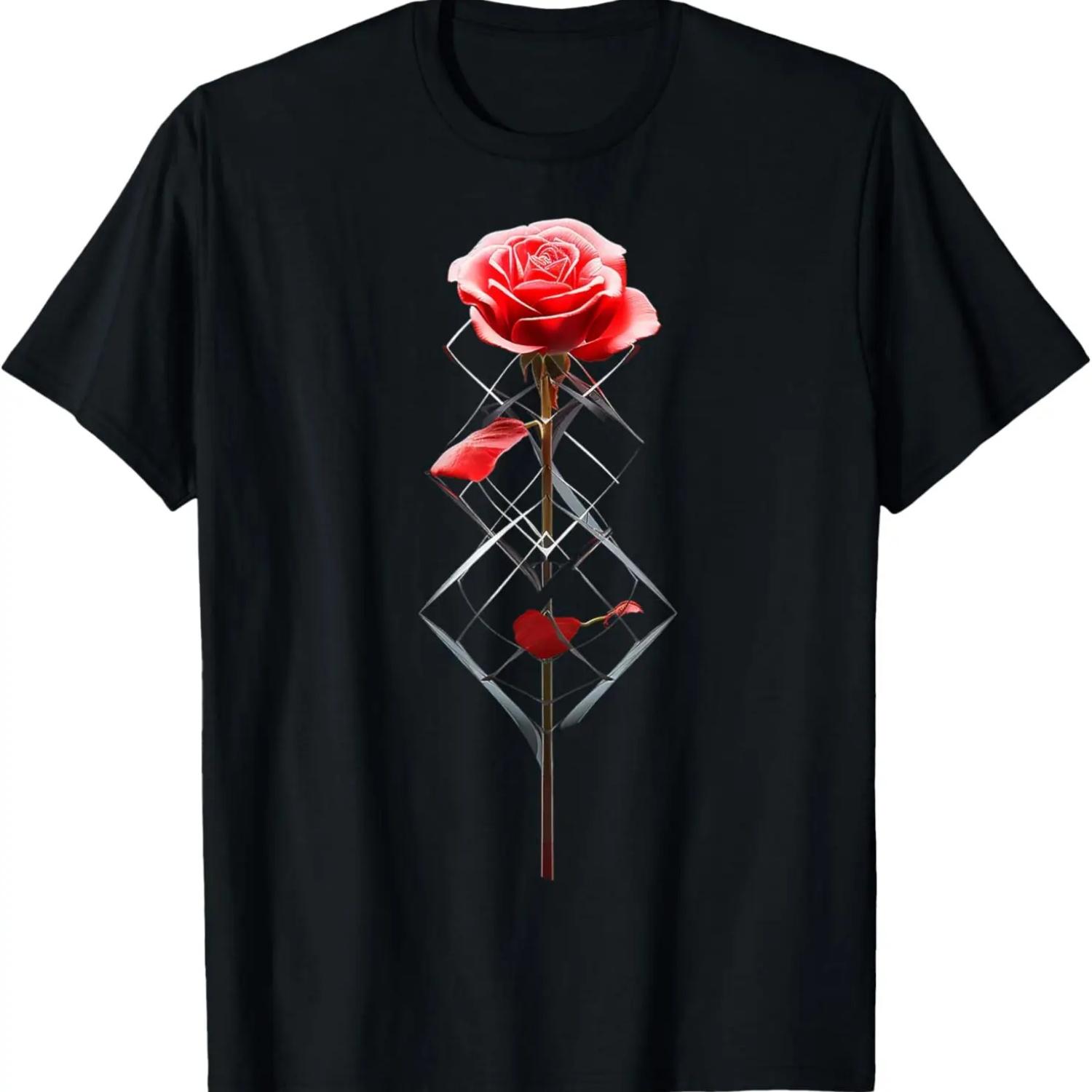 Rose Nature Artwork DNA Art Graphic Rose T-Shirt S чёрный