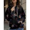 Womens Relaxed Fit Hooded Long Sleeve Sweatshirt With 3D Floral Plaid Print Breathable Comfort Casual Top