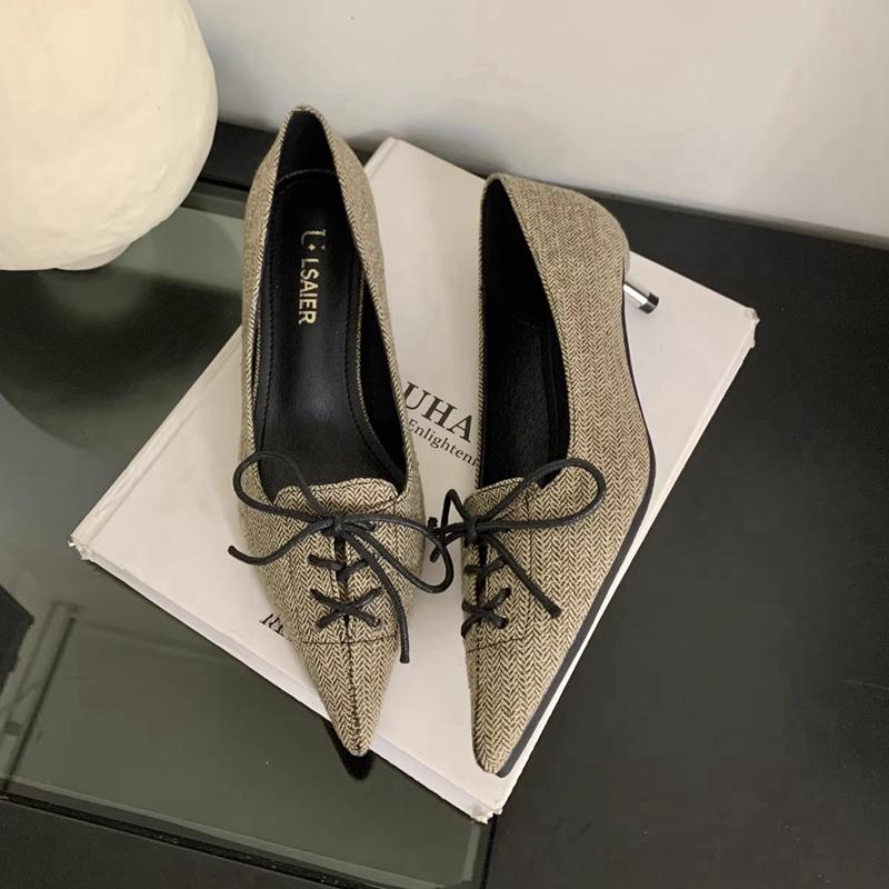 

Fashion SUOJIALUN 2025 New Brand Women Pumps Shoes Fashion Pointed Toe Slip On Ladies Elegant Single Shoes Thin Low Heel Pumps Shoes 39 хаки
