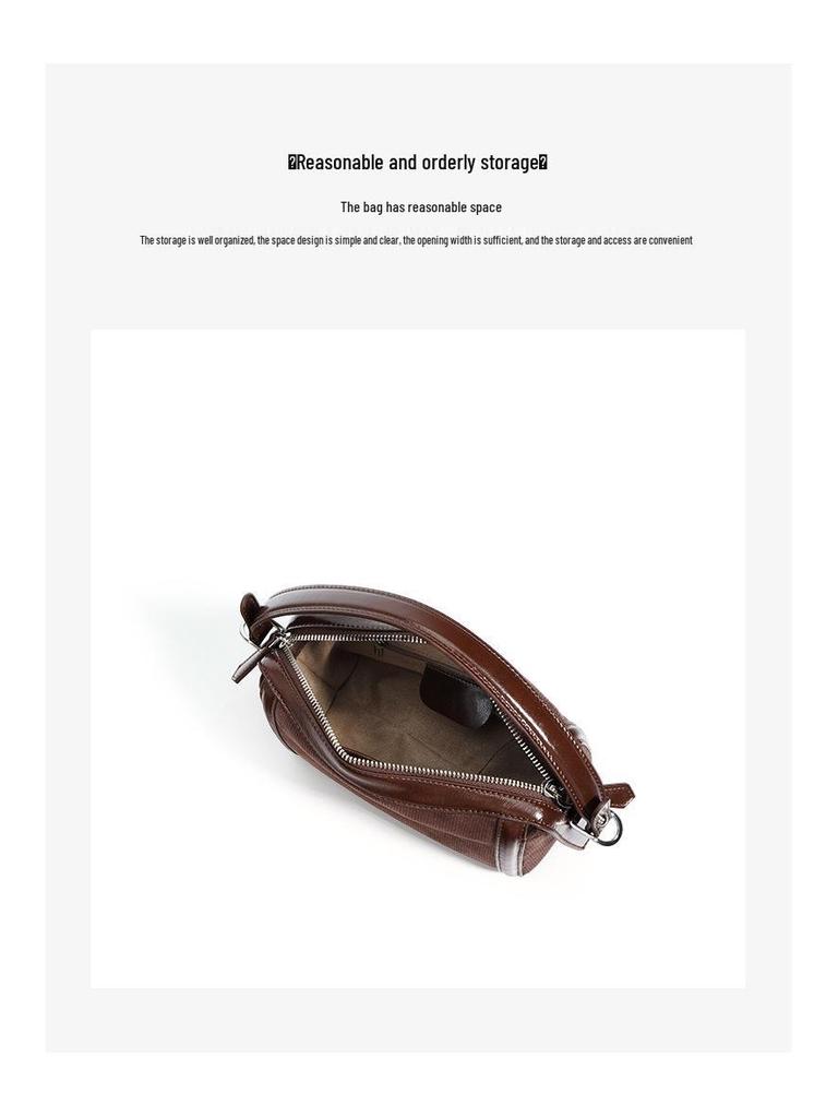 2025 Simple Textured Cowhide Boston Crossbody Bag with Niche Design
