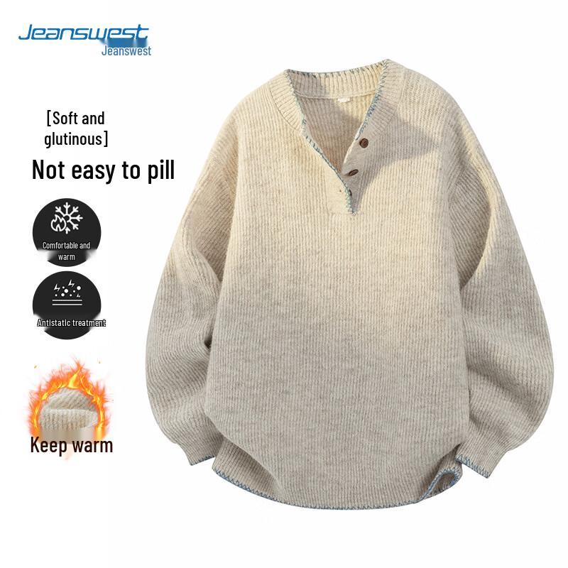 

JEANSWEST Men s Loose-Fit Wool Blend V-Neck Sweater M