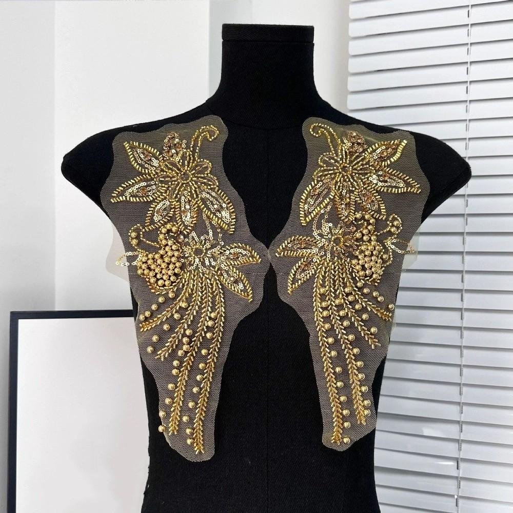 Mesh Fabric Clothing Applique Handmade Nail Beads Patch Repair Clothes Patches  Women Clothes