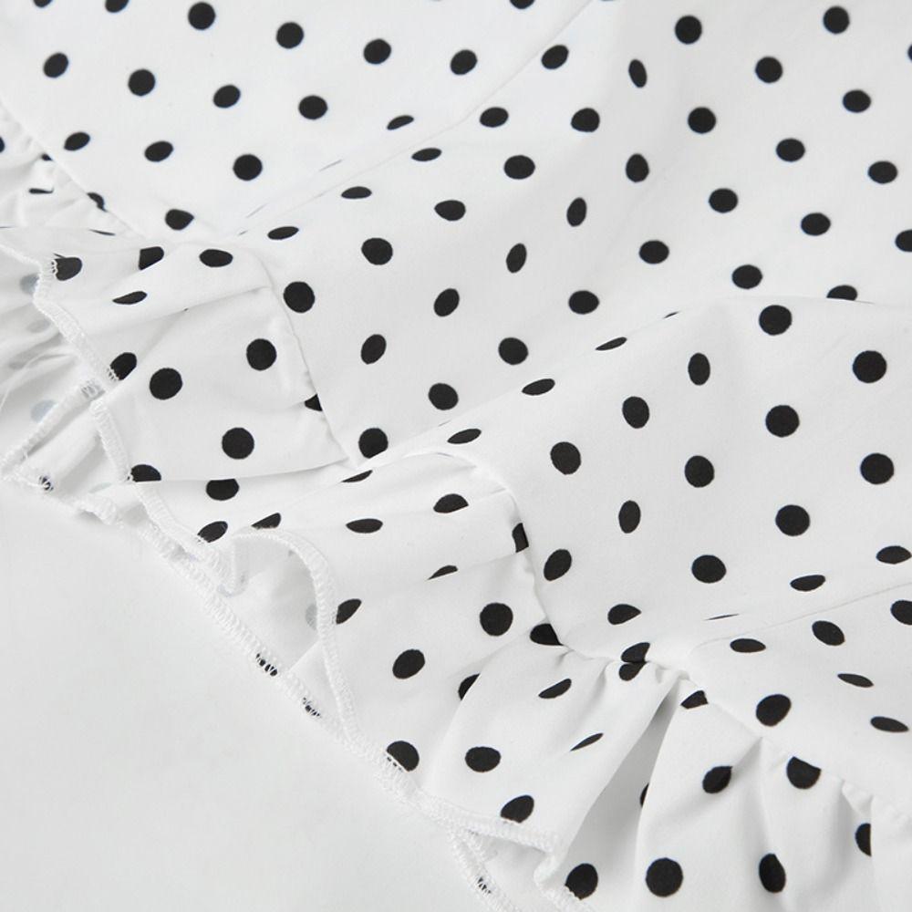 Dot Halter Ruffle Vest Top Lace Up Women Camisole Fashion Sleeveless Crop Top Female