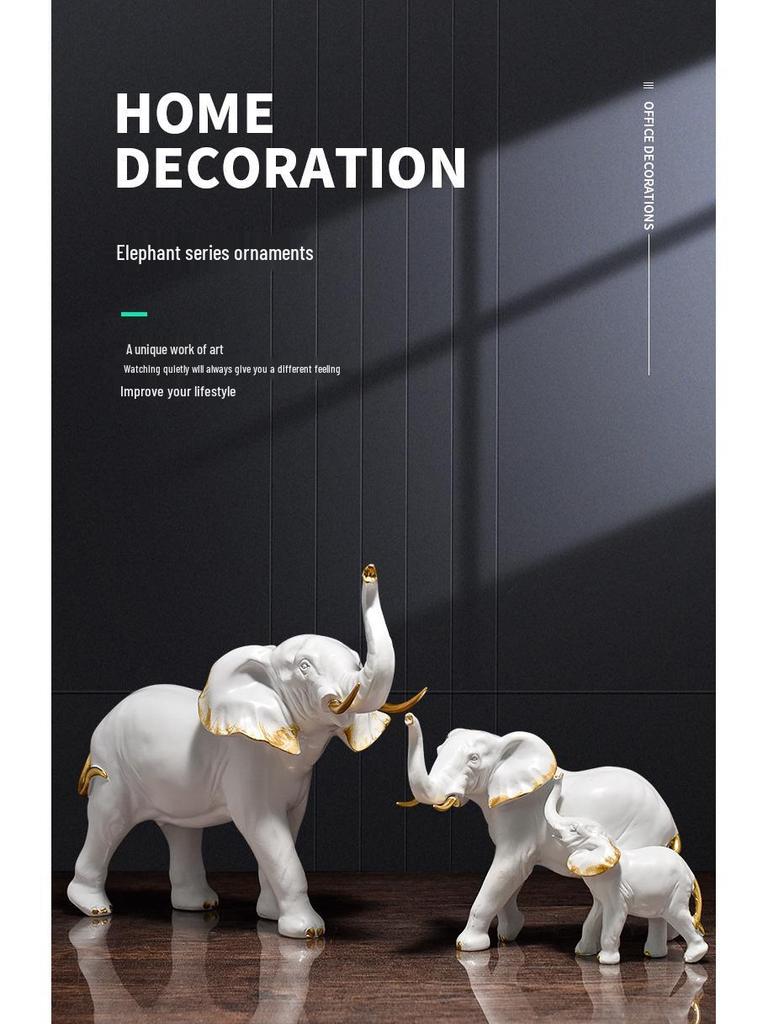 Modern Light Luxury Elephant Ornament - Resin Handicraft for Office, Living Room, or TV Cabinet Decoration