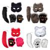 Halloween Costume Set Foxes Tail Furry Gloves Foxes Face Cover Set Animal Tail Foxes Costume Dress Up Set Paws Gloves