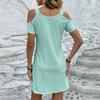 Women's Summer Fashion Casual Vacation V-Neck Strapless Short Sleeve Dresses