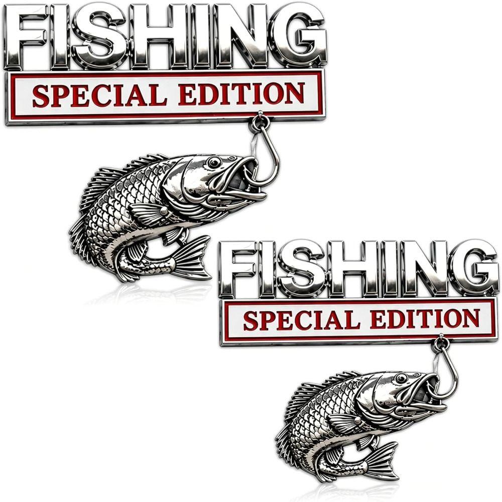 Metal Fishing Emblem Fishing Vehicle Emblem Fishing Themed Auto Badge  Vehicle Accessories