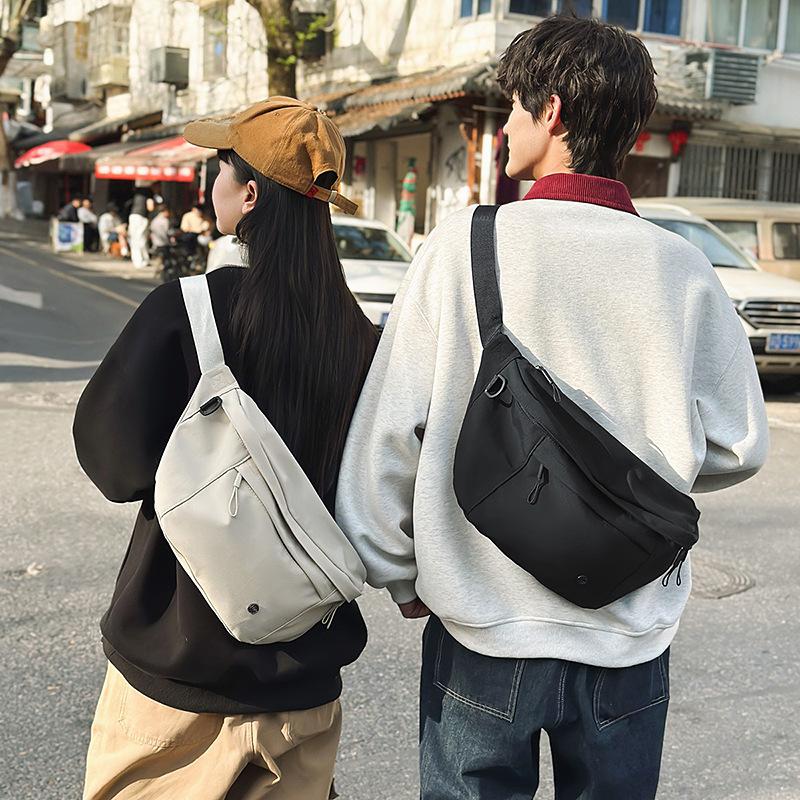 Tide Breast Bag Women'S Solid Color Light And Versatile Casual Shoulder Messenger Bag Commuting Simple Large-Capacity Bag Men