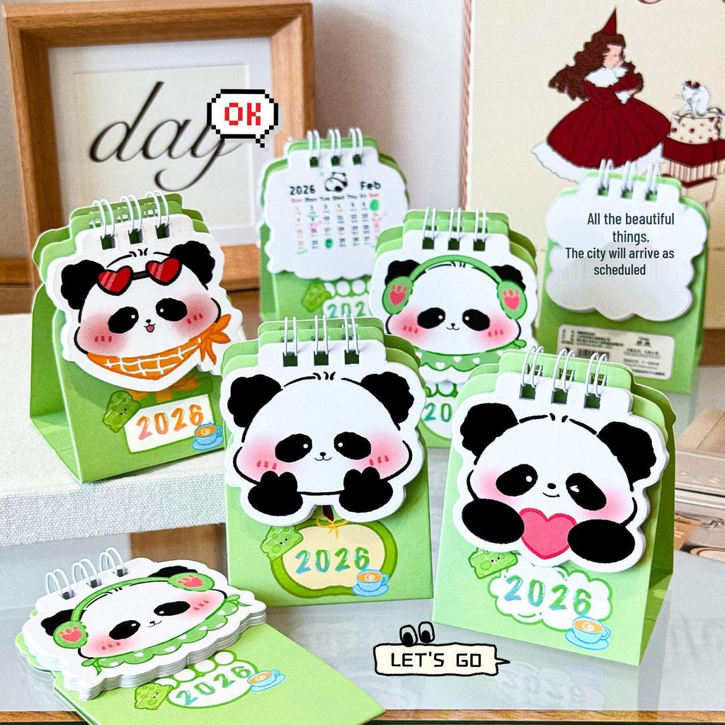 2026 Cute Panda Mini Desk Calendar: Cartoon Desk Planner & Ornament