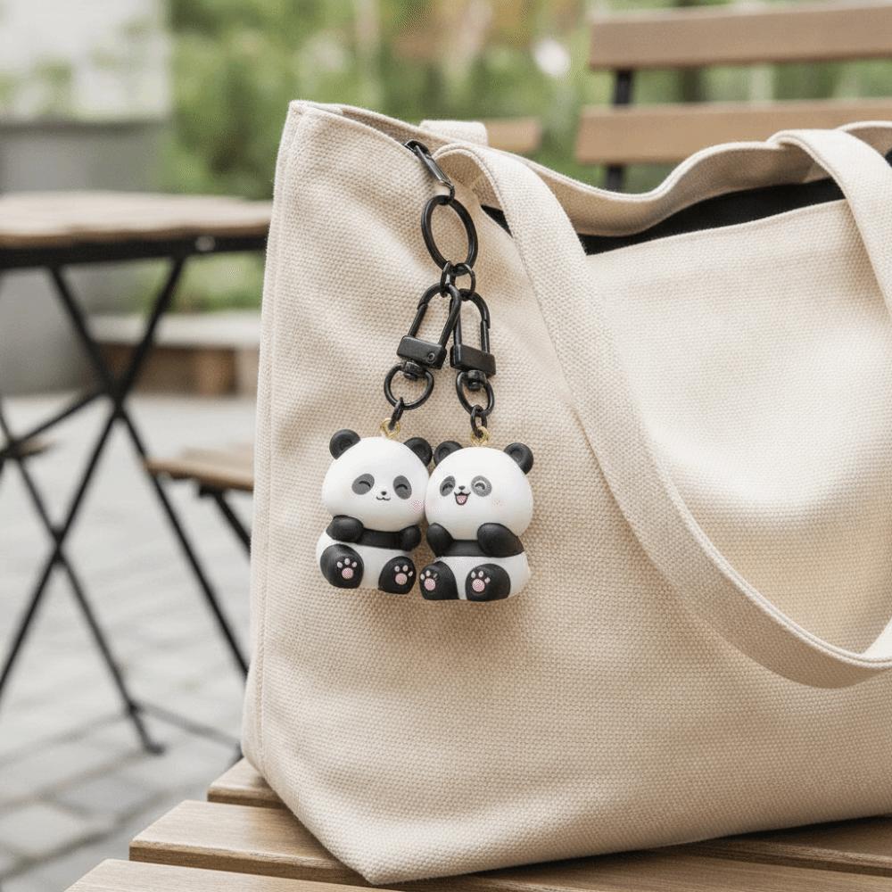 Cartoon Magnetic Snap Keychain Panda Magnetic Keychain Portable Keychain Sets Bags