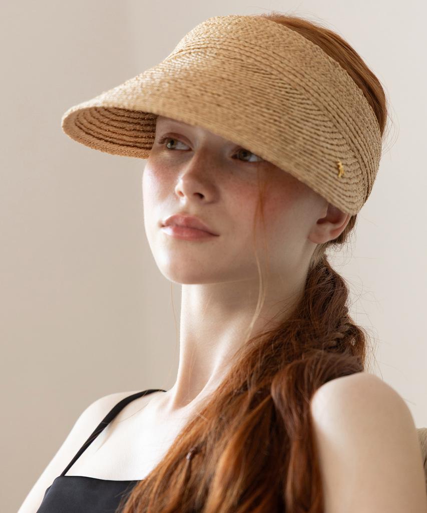 Tatiana Muted Natural Raffia Sun Visor Ht8177 Natural Beige