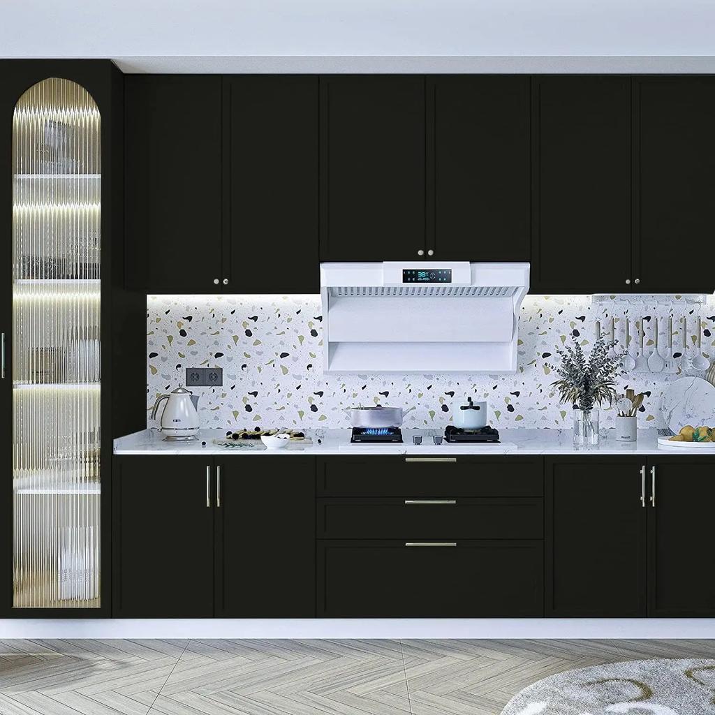 70/80 Width Self-adhesive Film Black Matt Thickened Sticker Furniture Kitchen for Cupboards Tables Wall DIY Renovation Wallpaper