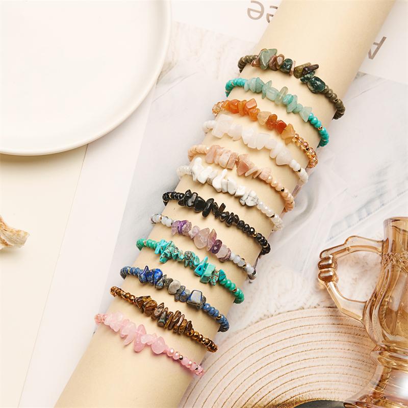 Colorful Natural Stone Irregular Bracelets For Women Handmade Rice Beads Woven Rope Bracelet For Women Friendship Jewelry Gifts