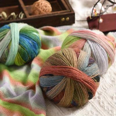 6 buc Fir Gros de Lână cu Gradient pentru Pături Mănunchi Super Gros (600g) - Fir de tricotat manual extra gros și moale pentru proiecte DIY confortabile de iarnă