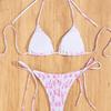 New Sexy Wrap Printed Lace-Up Strap Triangle Cup Bikini Swimsuit Set Split