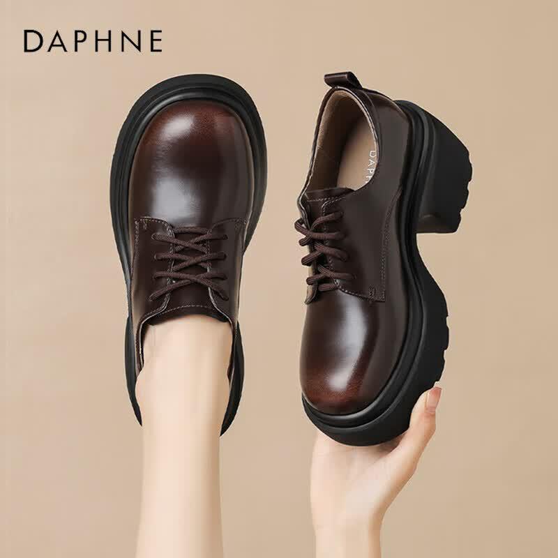 Daphne Women s Lace-Up Platform Leather Oxford Shoes 37