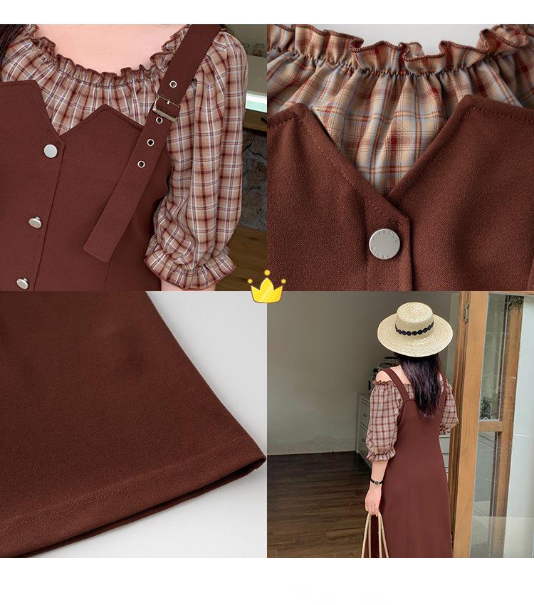 Double Heaven 2024 Summer Plus Size Retro Two-Piece Waist-Slimming Dress L239AB