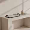 Rectangular Metal Tray Raised Edges with Loop Handles Minimalist for Display, Storage Cream