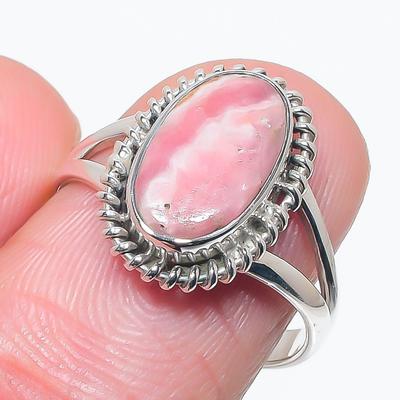 Natural Rhodochrosite Gemstone Handmade 925 Solid Silver Jewelry Ring S.8 S7h80
